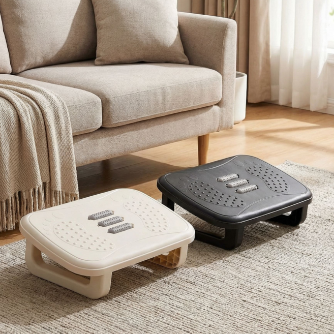 아노유 지압 마사지 발받침대 사무실 책상 풋스툴, 블랙