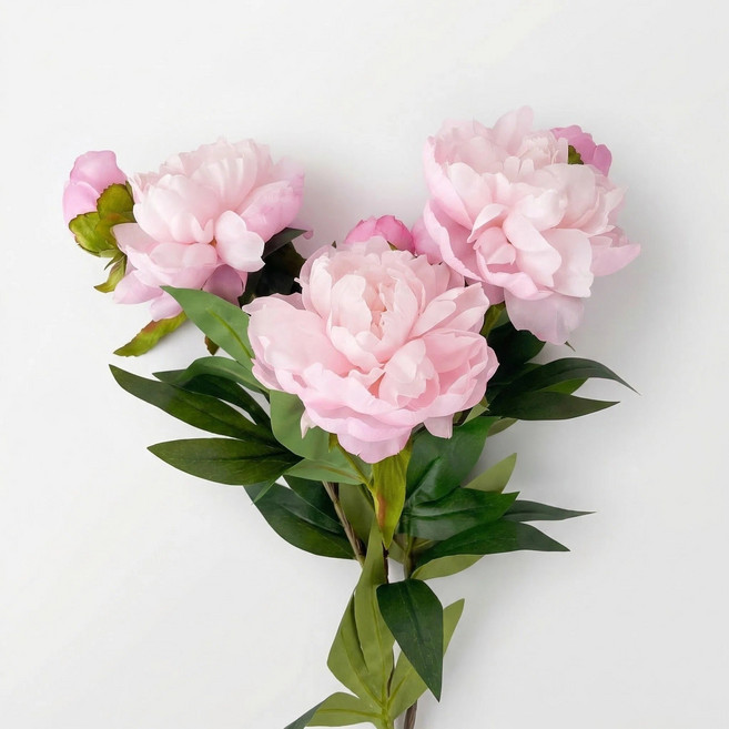 BloomLife 조화 모란 작약 꽃 3대 세트 핑크 68cm 인조꽃 인테리어 꽃병 장식 웨딩 홈데코, 1개, 연핑크