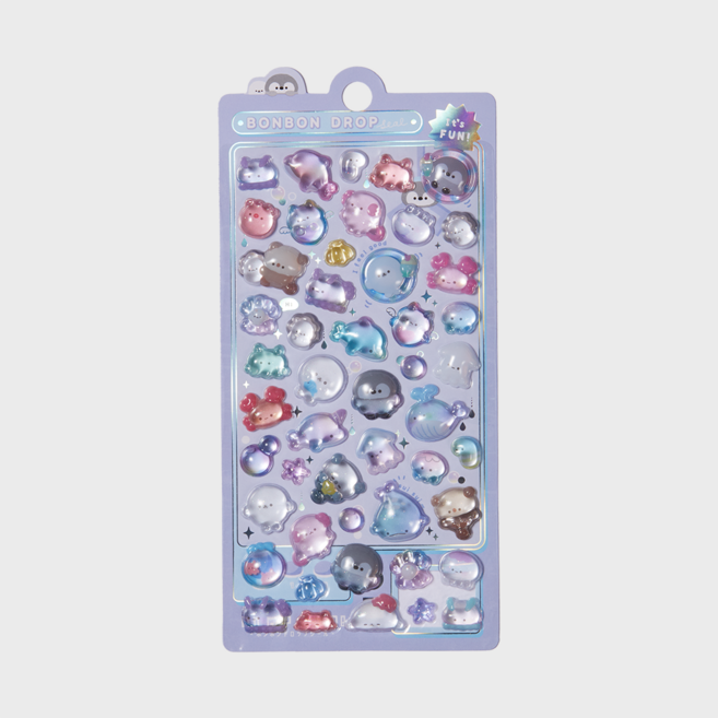 [37종 중 골라담는 재미] 다양한 3D크리스탈스티커 봉봉스티커 오로라스티커 3D입체 DIY 다꾸 폰꾸 시즌1 시즌4 오로라시즌 팝시즌, 1개, 05. 본본_바닷속친구들