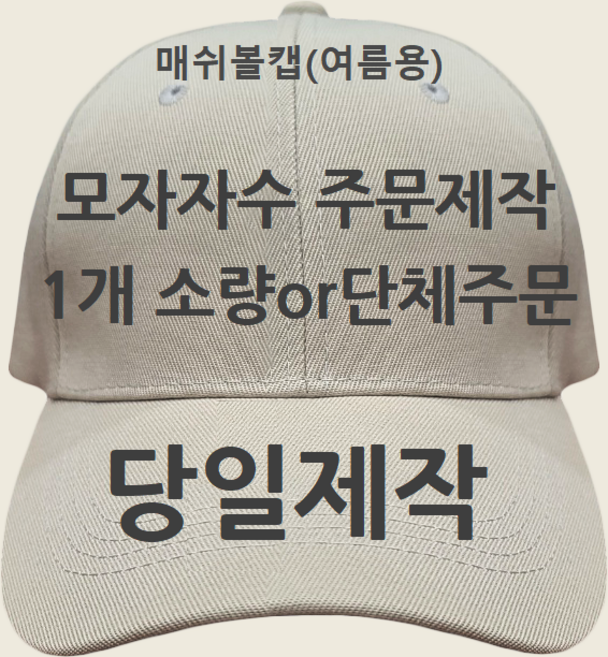 대두 여름 매쉬 볼캡 단체모자 주문제작 자수모자 제작 1개 가능 한글 이니셜 커스텀 글자 정면 측면