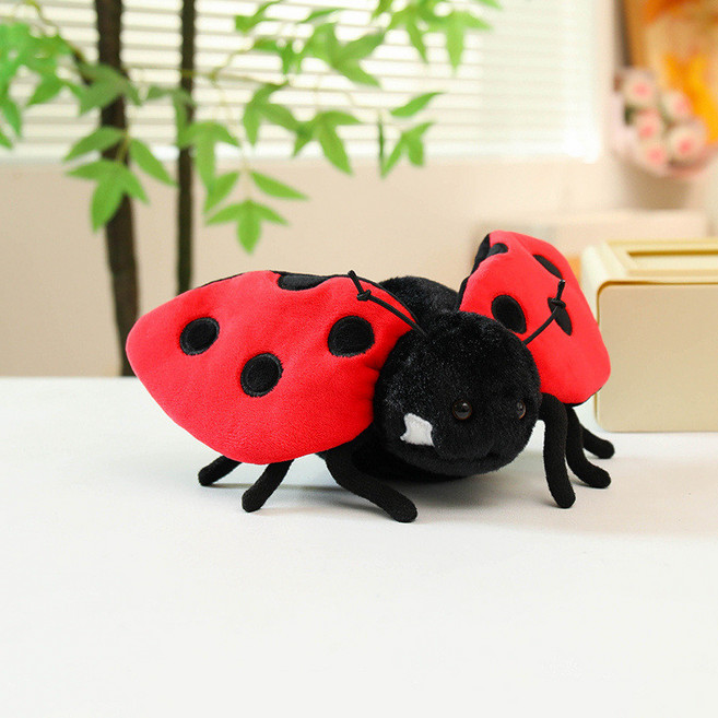昆蟲造型絨毛玩偶 蜜蜂 蝴蝶 瓢蟲 蜘蛛 公仔 裝飾擺件, 瓢蟲15cm,, 1個