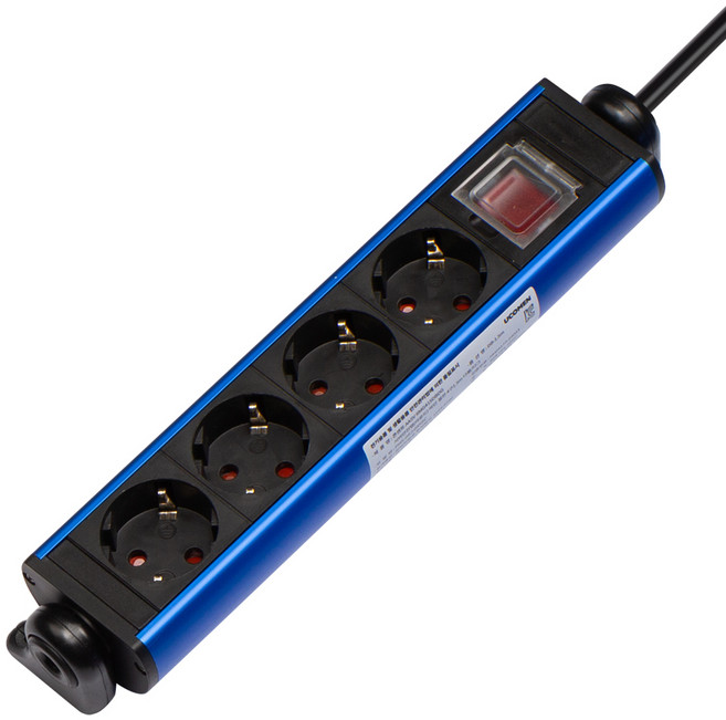 고용량 알루미늄 라운드 멀티탭 4000W 에어컨 냉장고 멀티콘센트 거치대 파워탭 4구 1.5m 3m, RMG430DBDG 라운드 4구3m 블루