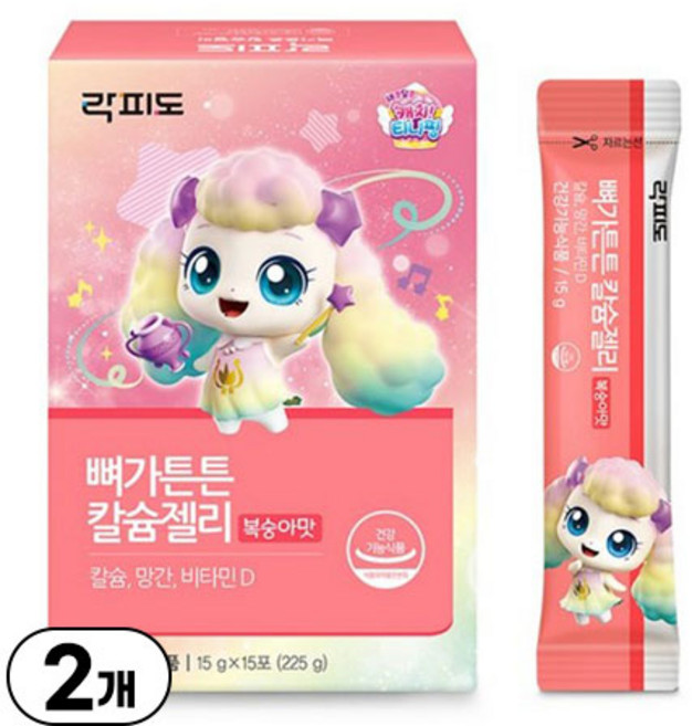 락피도 캐치티니핑 뼈가튼튼 칼슘젤리 복숭아맛, 225g, 1개