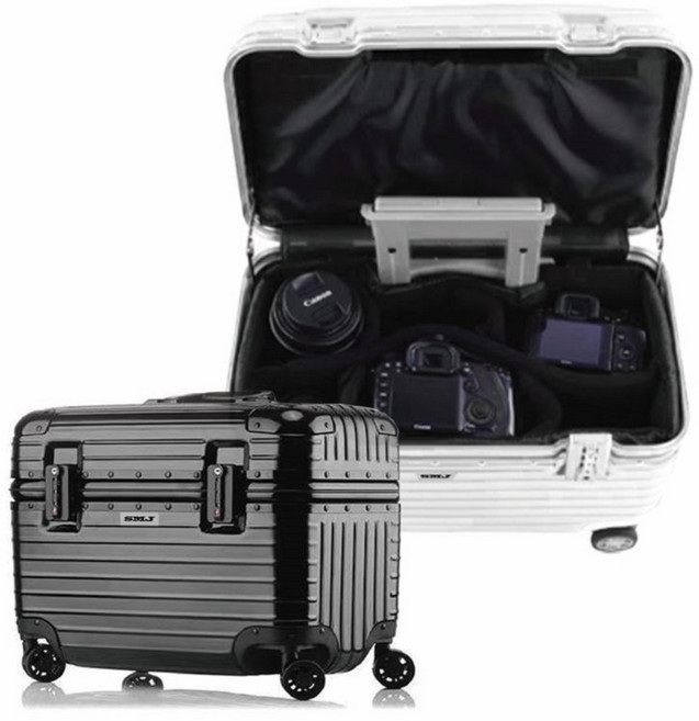 SMJ 방송용 4k 캠코더 미러리스 DSLR 카메라 가방 기내용 20인치 여행용캐리어, 방송카메라캐리어 실버, 1개