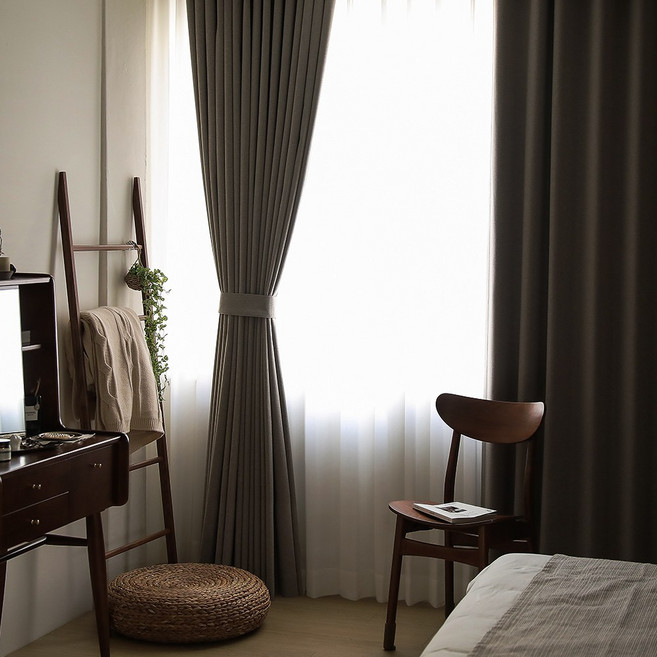 소르르홈데코 [빠른배송] 프라이빗 100% 암막 형상기억 암막커튼 2장+커튼봉세트+고정끈 이음선 없는 암막커튼 거실 안방 방한 방풍 호텔식