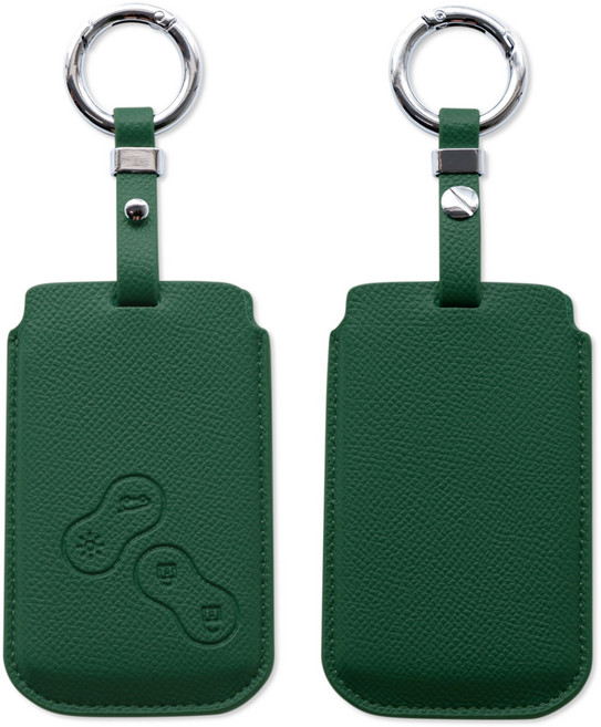 트니르 SM3 SM5 SM7 CLIO QM3 QM5 차키 케이스 천연소가죽 키홀더 스마트키 르노삼성 호환 C타입 자동차 키 커버 케이스 차량용품, 그린