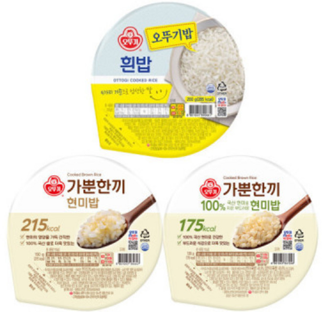 오뚜기 오뚜기밥 18개+18개 골라담기 (흰밥/가뿐한끼현미밥/식이섬유플러스밥), 5g, 18개