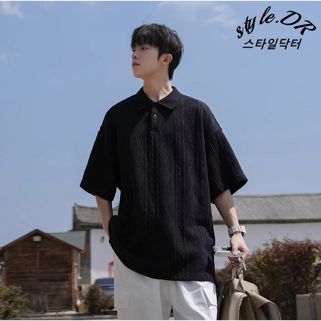 스타일닥터 남자 반팔 카라티 루즈핏 여름 얇은 통기성 좋은 티셔츠