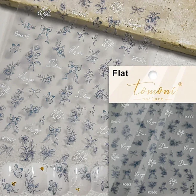 젤리 나비 5D 네일 아트 스티커 라인 석 크리스탈 매력적인 반짝 이는 곤충 동물 DIY 자기 접착제 장식 매, 45 TO4496