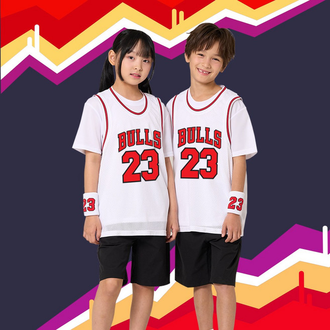 아동 불스나시 화이트 메쉬 농구나시 농구티 나시티