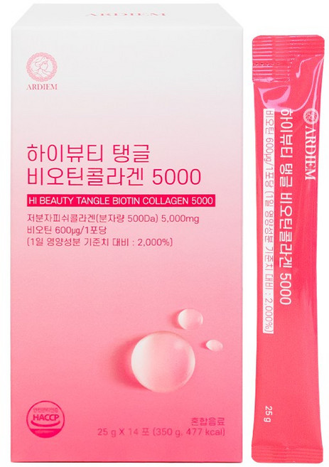 아르디엠 하이뷰티 탱글 비오틴콜라겐 5000 14포, 14개, 25g