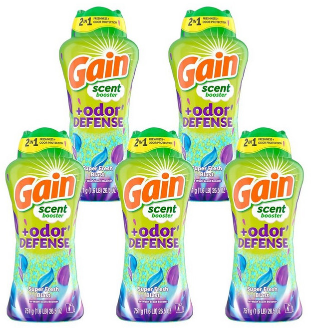 Gain 게인 인워시 센트 부스터 오도 디펜스 슈퍼 프레쉬 블래스트 453g, 5개