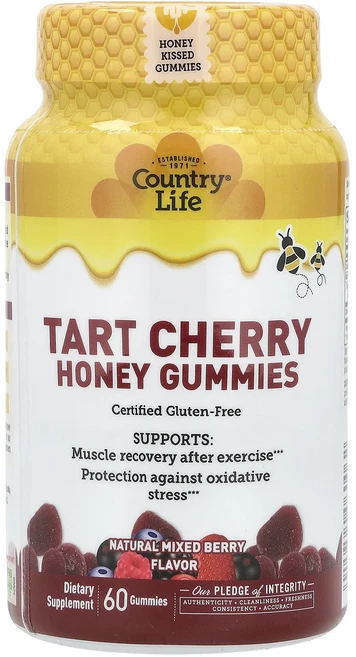 새해 첫좋은선물 Country Life 타트체리 꿀 구미젤리 천연 혼합 베리 구미젤리 60개(구미젤리 1개당 240mg) 제대로 할인합니다, CountryLife타트체리꿀구미젤리천연혼합베리구미젤리, 1개, 60 - 쿠팡