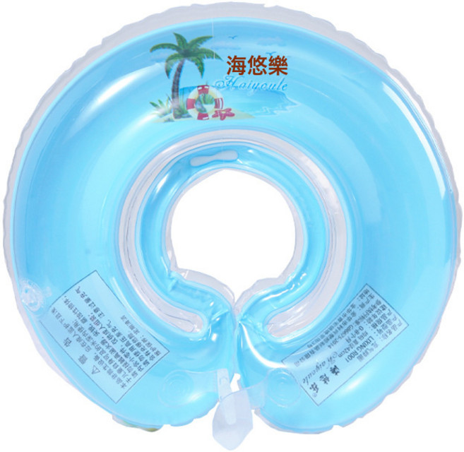 DFMEI 新生嬰兒脖圈幼寶寶洗澡頸圈加厚小號0-12個月可游泳館, 1個, 椰樹脖圈-藍色:適合2-12個月寶寶脖圈