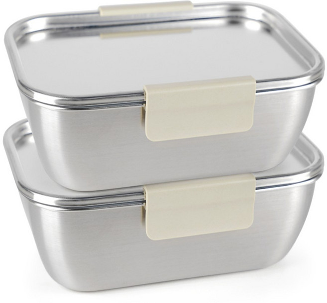 국산 올스텐 크림 스텐밀폐용기, 6호 1500ml, 2개