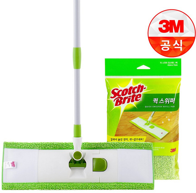 [3M]퀵스위퍼 극세사 막대걸레(밀대+리필 2P), 1개
