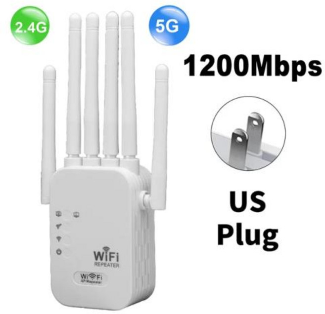 가정용 공유기 와이파이 1200Mbps 무선 리피터 범위 확장기 신호 부스터 2.4G 5G 듀얼 밴드 네트워크 802.11ac 증폭기 라우터, 3) 1200Mbps US Plug, 1개
