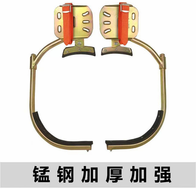 電工腳扣 爬杆器 適用電線杆水泥杆 鋼製加厚加固, 1個, 400型12-15米杆錳鋼三角管