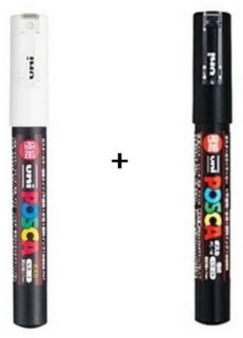 미쯔비시 유니 포스카 마카 포스터칼라 POP 손글씨 PC-3M PC-5M, 1M, 화이트. 블랙