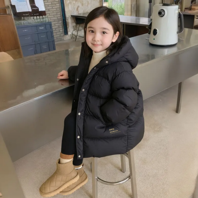 키즈 주니어 남아 여아 겨울 후드 롱패딩 점퍼