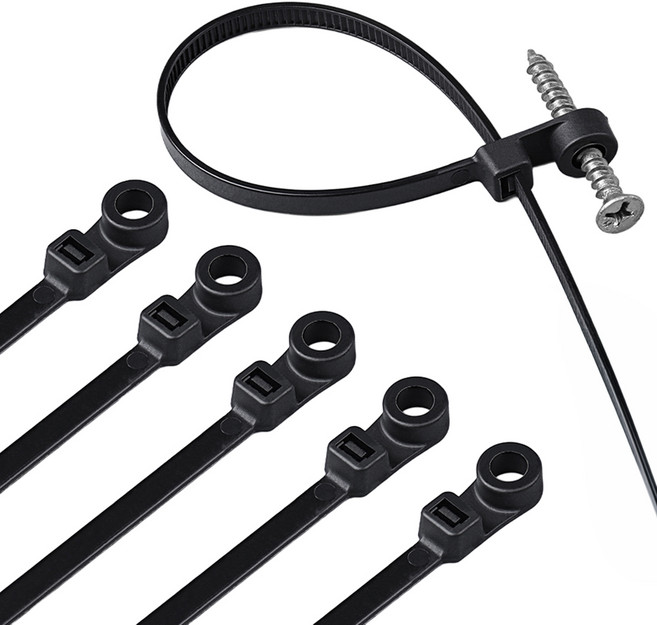 후후툴 벽 고정 선 정리 투인원 새들 케이블타이 200mm, 블랙, 1개