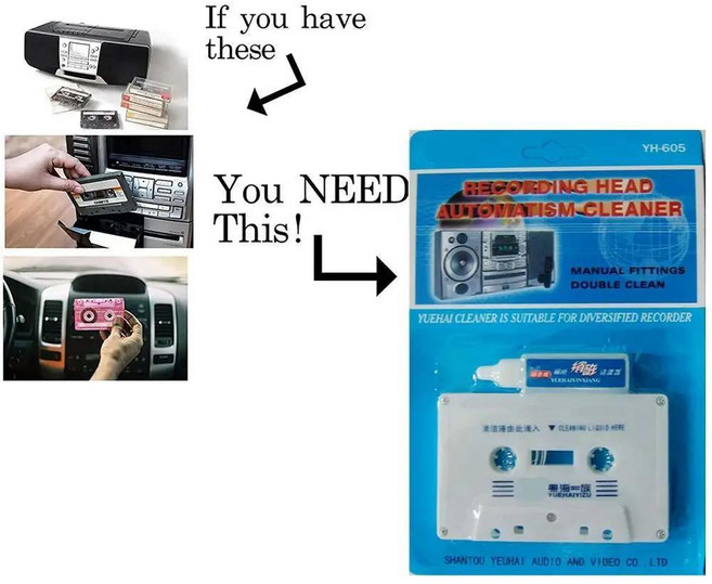 오디오 카세트 테이프 레코더 클리너 리피터 플레이어 습식건식 홈, 1개