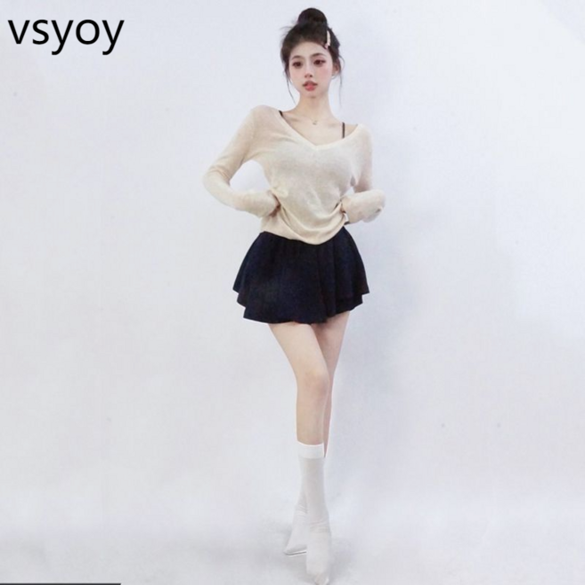 vsyoy 순수한 욕망 스타일 스파이스 소녀베이스 셔츠 여성의 봄 새로운 디자인 틈새 프랑스 달콤한 독특한 세련된 아름다운 탑
