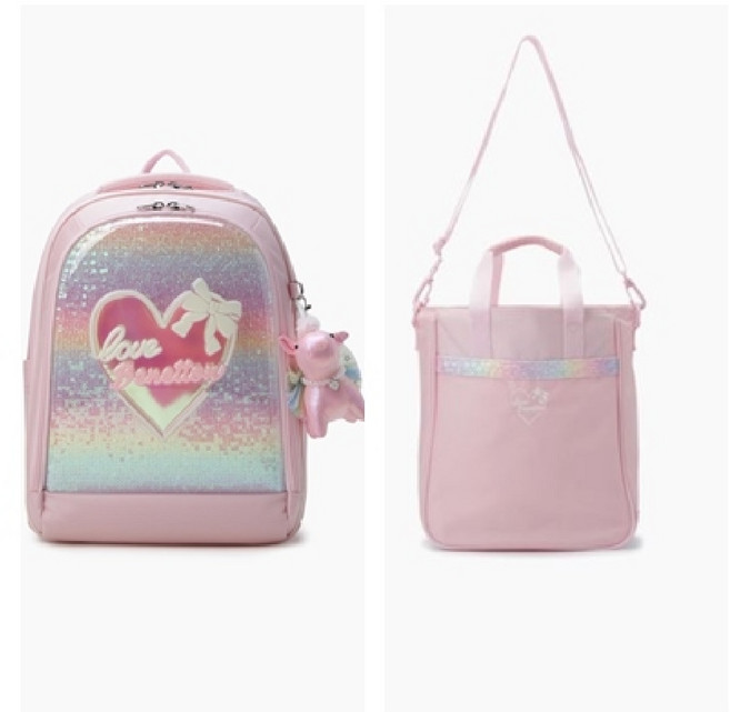 [AK수원점] [베네통 키즈] QCBG01611QCBG11611(PK)리본 하트 몰드 책가방 세트