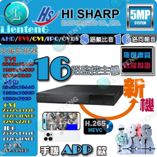 昇銳 4路 H.265 監視器監控主機 同軸音, 1個, HI SHARP昇銳監控主機16路, HI SHARP昇銳監控主機