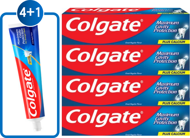 [치약 추천 세계판매 1위] "콜게이트 고불소 레귤러"시린이 잇몸 충치 미백 입냄세 풀케어[ 총 250g x 5개 무료배송]