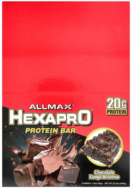 ALLMAX Hexapro™ Protein Bar Chocolate Fudge Brownie 12 Bars 1.9 oz (53 g) Each, 12 count, 53g - 쿠팡