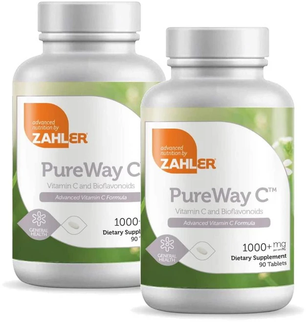 자일러 퓨어웨이 C 1000mg 비타민C 시트러스 바이오플라보노이드 Zahler Pureway C, 90정, 2개 - 쿠팡