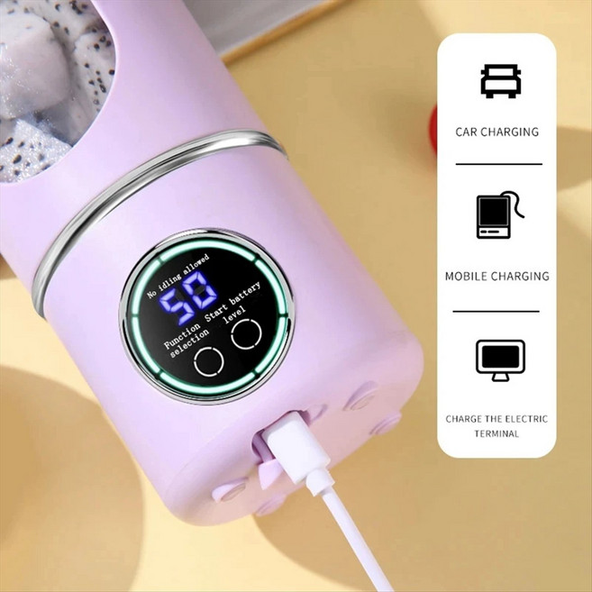 쉐이크 스무디 용 휴대용 주스 제조업체 블렌더 700ml 12 블레이드 빠른 혼합 2 in 1 블렌더 개인 쥬스 7.4v a, 02 Purple, 하얀색