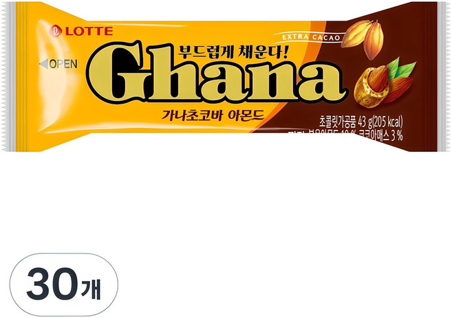 가나 초코바아몬드, 43g, 30개
