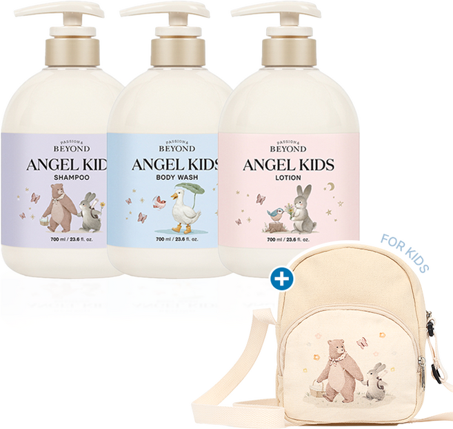 비욘드 엔젤 키즈 샴푸+로션+워시 700mL Set +키즈용 크로스백 증정, 비욘드 엔젤 키즈 샴푸+로션+워시 700mL Set +