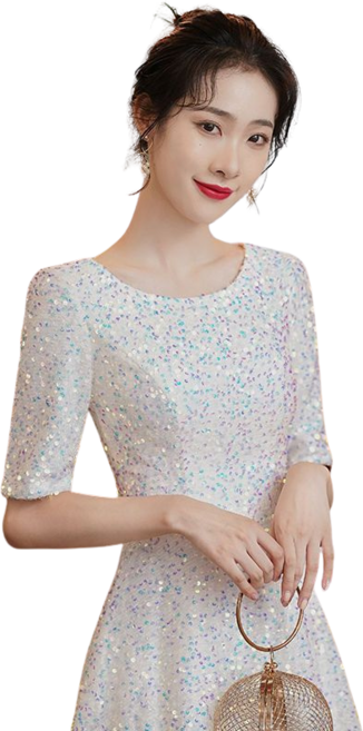 화이트 이브닝드레스 생일파티 스팽글 원피스 뉴타임즈 B087V847