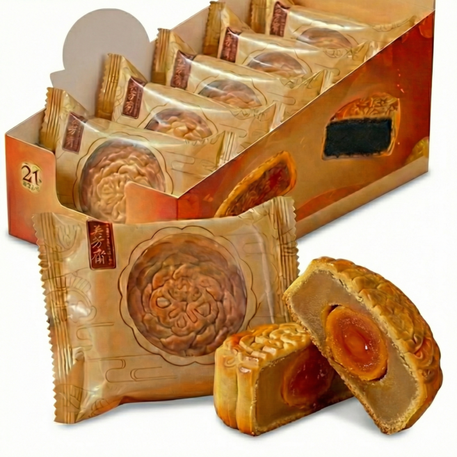 100년 전통 브랜드 디저트 중국 난황 백연용 월병 개별포장, 50g, 6개