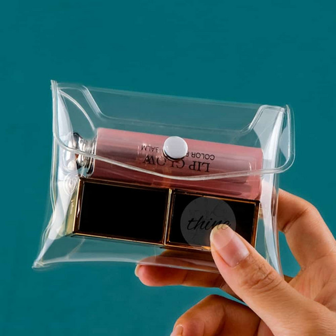 다인1412 투명 똑딱이 파우치 소 pvc똑딱이파우치