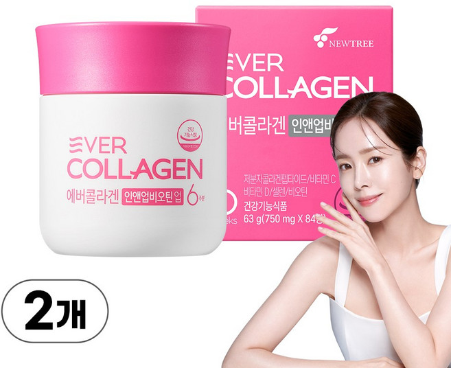 에버콜라겐 인앤업비오틴 업 식약처 기능성 인정 저분자 콜라겐, 2개, 84정