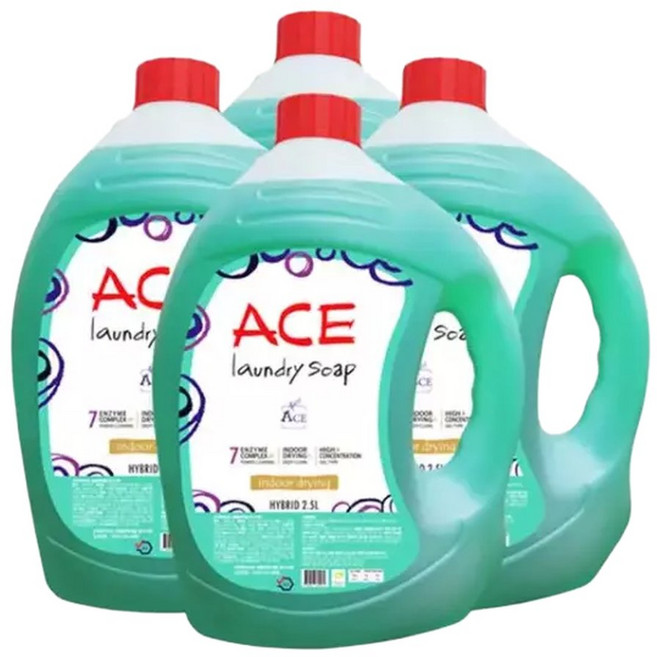 에이스 고농축 세탁세제2.5LX4개 / 실내건조 9종효소, 1세트, 2.5L