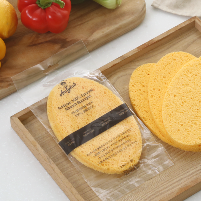 앤디랩 에퓌셀 100% 천연 스펀지 수세미, 1개, 2개입