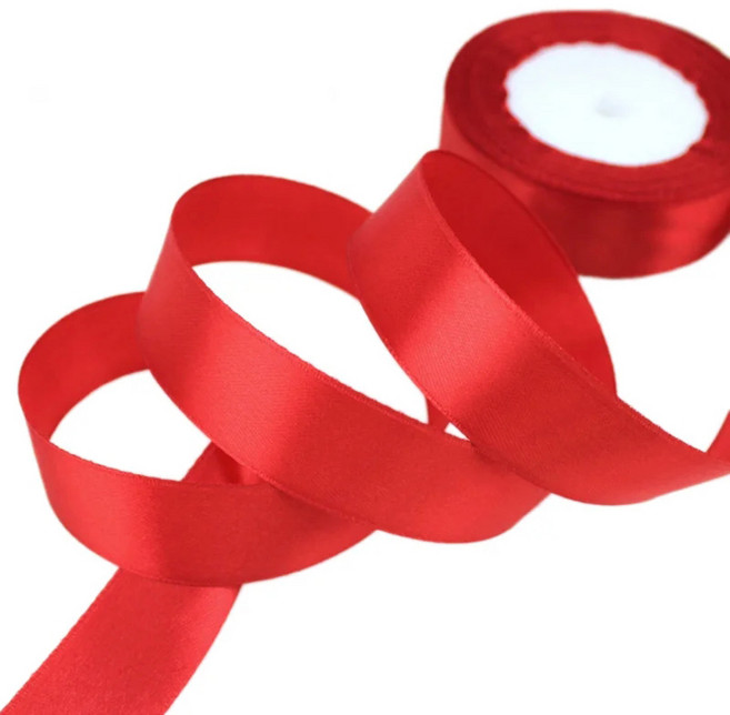 25 yards/roll 25mm넓은 단 하나 측면 사틴 리본 직물 장식 선물 크리스마스 리본 결혼식 꽃 바구니 장식, 1개, 2275cm, red