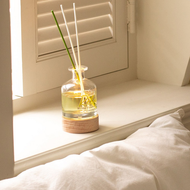 모먼트 RELAX 릴렉스 레터링 내추럴 무드등 (색온도 화이트) 디퓨저160ml, 1개, 엠버 바닐라 (고급스러운 바닐라향)