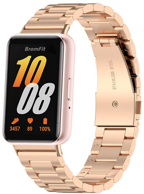삼성 갤럭시 핏3 호환 메탈 클래식 스트랩 스테인리스 시곗줄, 1개, 로즈골드