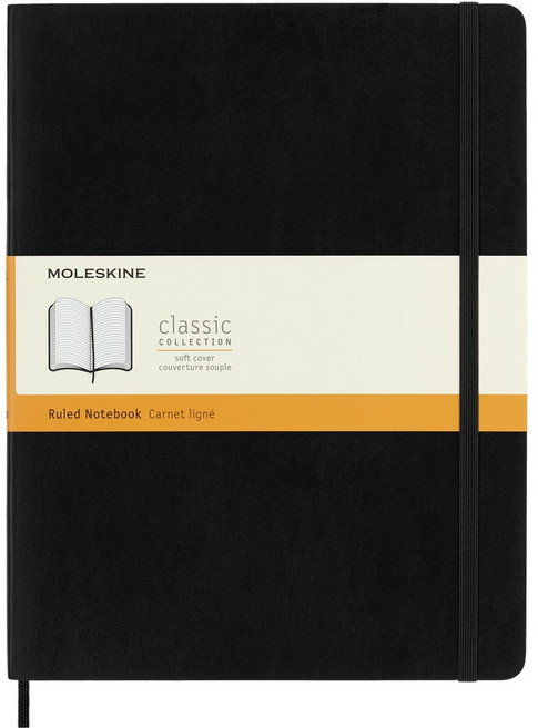MOLESKINE 經典軟皮筆記本 - XL型/橫條, 黑, 1個