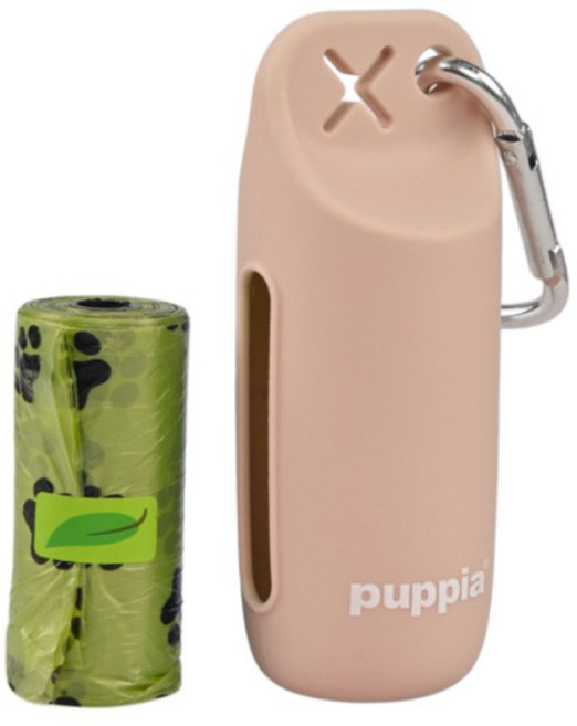 퍼피아 반려동물 실리콘 풉백 케이스 + 배변봉투 15p 세트, 핑크, 1세트