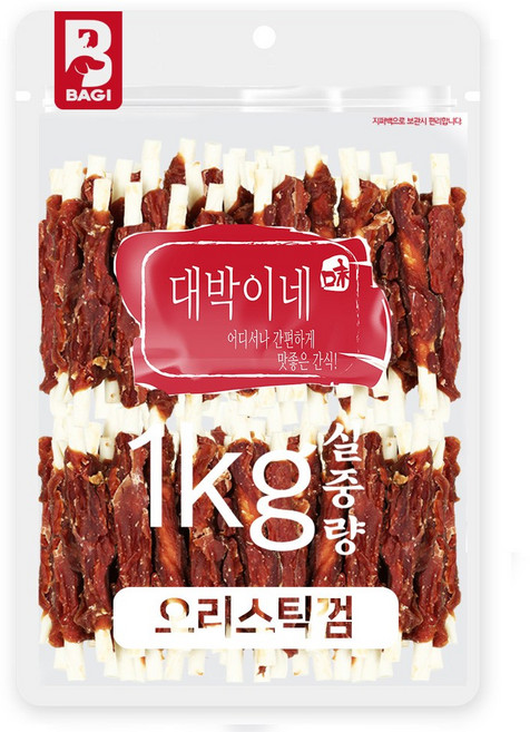 대박이네 실중량 대용량 강아지간식 애견간식, 오리스틱껌, 1kg, 1개
