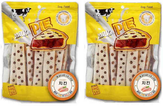 밀크파이 끝까지 오래먹는 강아지 스틱껌, 2개, 180g, 치킨