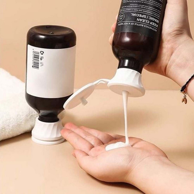 실리콘 샴푸 로션 세제 알뜰캡 절약캡 마개 거꾸로캡 new+46573GO, 01실리콘거꾸로-WHITE