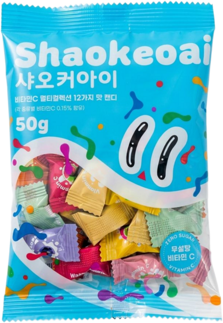 샤오커아이 민트향 무설탕 비타민C 믹스 과일사탕, 50g, 1개